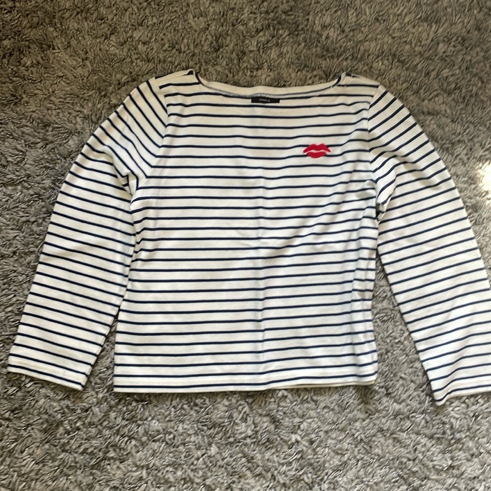 JCrew Boat Neck Embroidered Tee